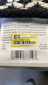 lot 3031 image: Threshold Black and Cream Geometric Area Rug 26 x 4