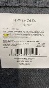 lot 3037 image: Threshold Wool Accent Rug 24x36 inches Brown Colonial Pattern