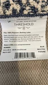 lot 3049 image: Threshold Blue Gray White Braided Runner Rug 24x84 inch