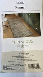 lot 3062 image: Threshold Gray Chunky Knit Wool Cotton Runner Rug 28x84 inches