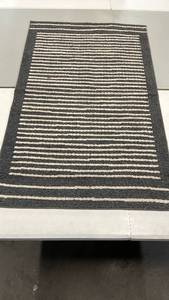 lot 3076 image: Gray and Cream Striped Area Rug, 26x4