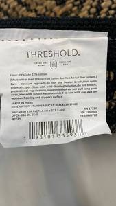 lot 3078 image: Threshold Black and Natural Jute Cotton Runner Rug, 28x84