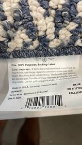 lot 3080 image: Blue and Beige Polyester Runner Rug