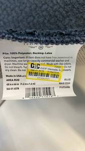 lot 3091 image: Blue Area Rug 48 x 66 inches Polyester Pile with Latex Backing