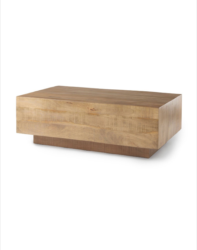 lot 5109033 image: Mercana Hayden Light Brown Wood Rectangular Coffee Table 70116 16 H x 48 W x 28 D- Retail $1,309 (see pictures and descriptions)