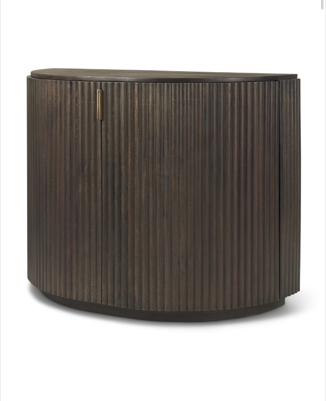 lot 5109035 image: Mercana Terra Fluted Dark Brown 2-Door Accent Cabinet 69880 32H x 42W x 19D (See Pictures and Description)- Retail $1,559