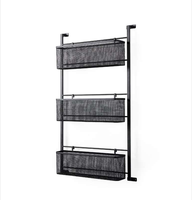 lot 5109087 image: Mercana Macrinus 23.4L x 5.5W x 38.6H Black Metal wMesh Wall Mounted Shelf 69489 - Retail $399
