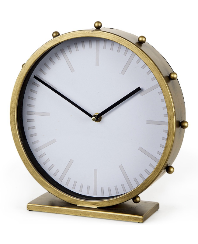 lot 5109091 image: Mercana Marian 11.0L x 3.1W x 11.0H Gold Metal wStuds Round Table Clock 69482 - Retail $97.99