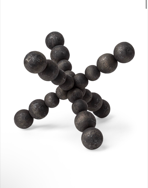 lot 5109093 image: Mercana Carollan II (Large) 9L x 9W Black Geometric Wood Ball Jack 68671 - Retail $26