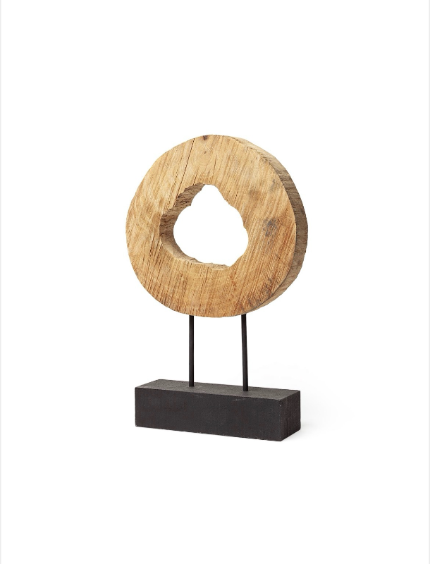 lot 5109098 image: Mercana Ironwood II (Small) 13L x 4W Natural Wooden Circular Object 67283 18.75H x 12.6W x 3.54D - Retail $164.99