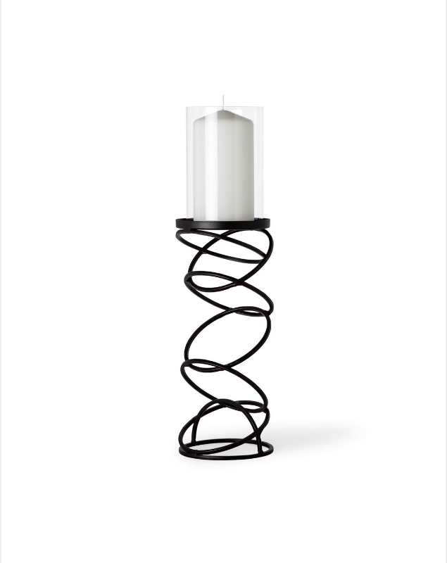 lot 5109099 image: Mercana Omega II Medium Black Metal Stacked Ring Table Candle Holder 67879 17.25H x 4.75W x 4.75D - Retail $64.49 (see pictures and details