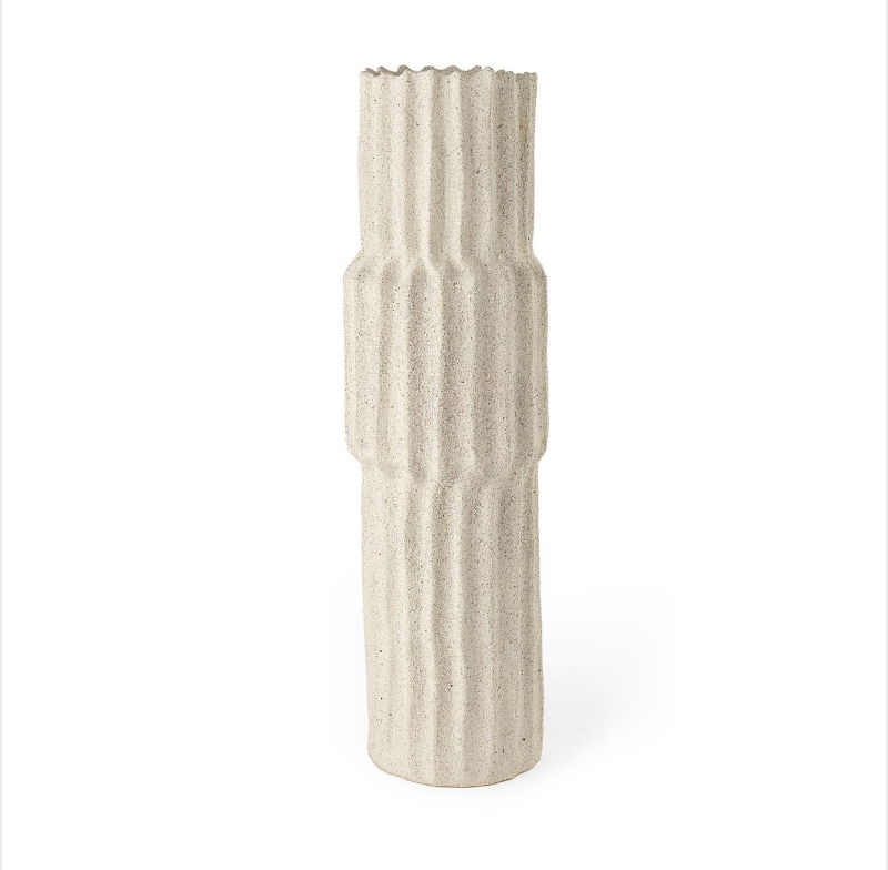 lot 5109083 image: Mercana Cardon 23.0H Cream Ceramic Vase 69474 (damaged see photos)  - Retail $153