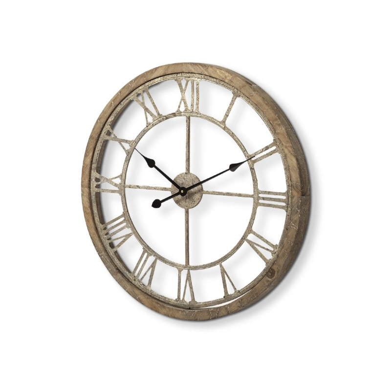 lot 5109076 image: Mething Light Brown 19 Small Farmhouse Wall Clock 19.0L x 18.9W x 2.0H - Retail $174 (See pictures)