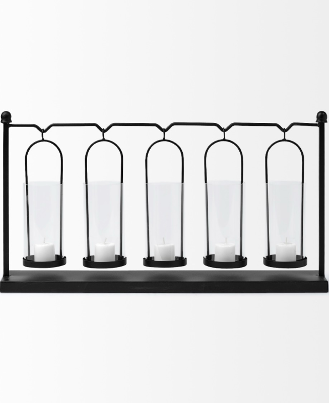 lot 5109048 image: Mercana Erlen Black Metal Hanging Votive Five Candle Table Candle Holder 68601 - Retail $89.99