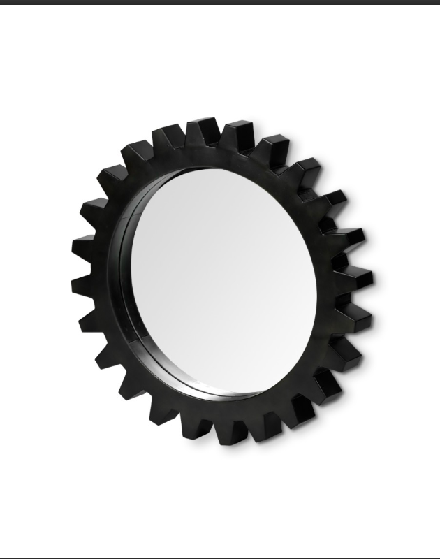 lot 5109046 image: Alloy Cog 26 Round Black Metal Frame Mirror 26.1L x 2.8W x 26.1H 68550 - Retail $269 ( Pictures and Descriptions)