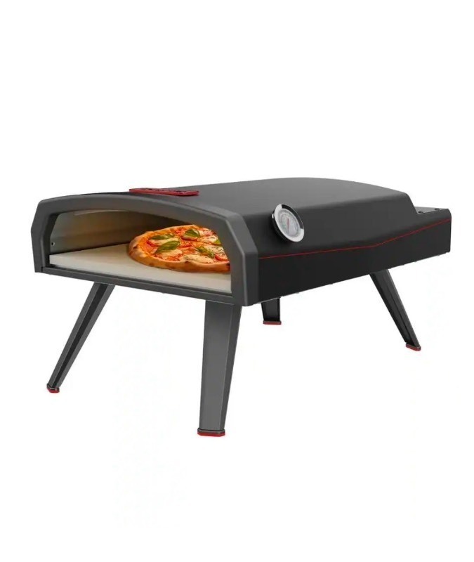 lot 5111100 image: Dyna-Glo12 in. Portable Propane Gas Outdoor Pizza Oven in Black with Case, Pizza Peel and Pizza Cutter - Retail $179