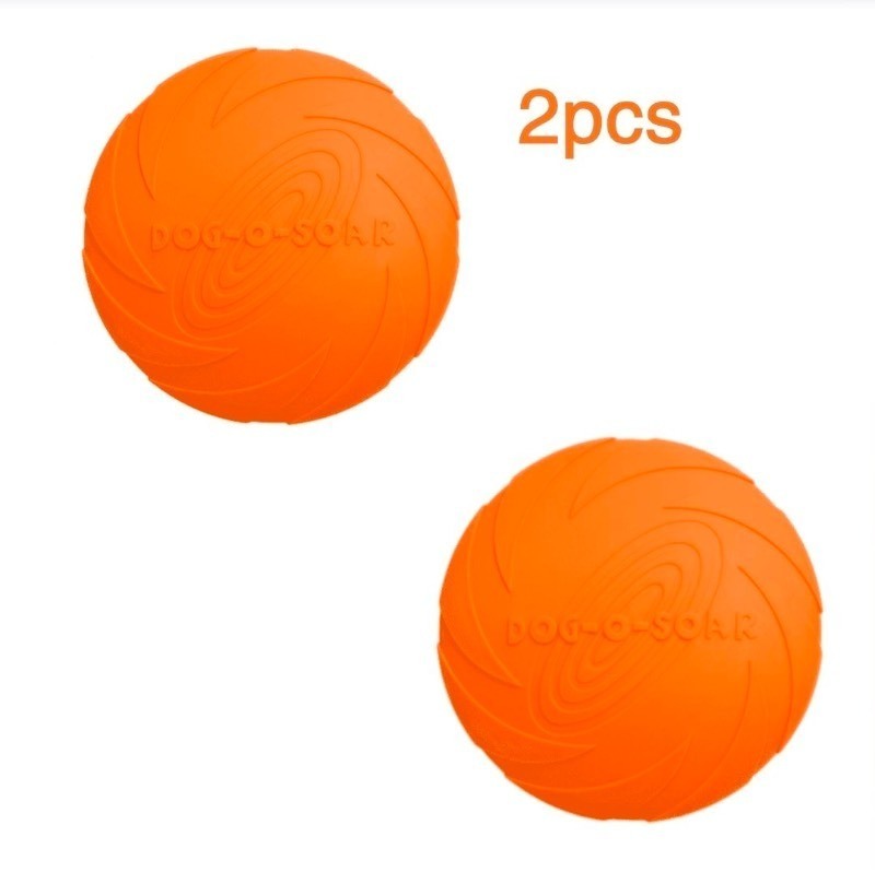 lot 5111093 image: 2 Pack Dog Flying Disc, 8.7inches Durable Pet Interactive Toys,Soft Rubber Interactive Lightweight Flying Disc Dog Toy for Medium Large Dogs - Floats in Water & Safe on Teeth,Orange - Retail $14