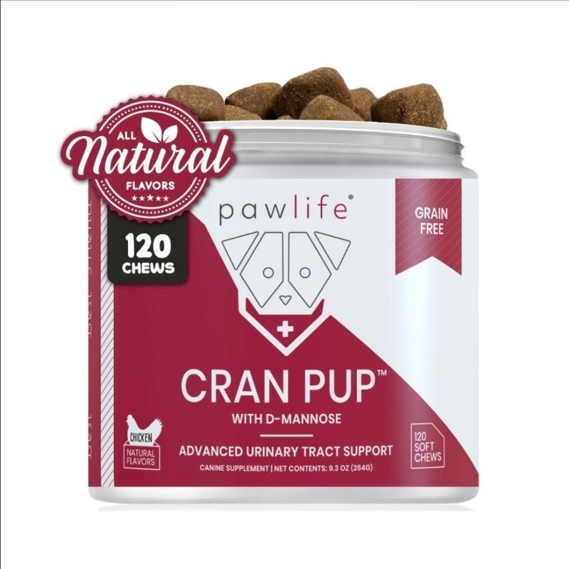 lot 5111094 image: Pawlife Cran Pup Dog Supplement Advanced Urinary Tract Support Chicken Flavor Soft Chews 120 count - Retail $35
