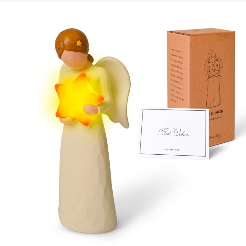 lot 5111116 image: thovorrnl Guardian Angel Figurines, Resin Healing Statue Symbolizing Warmth & Hope, Tabletop Home Decor Collectible - Retail $15