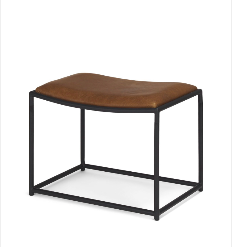 lot 5112055 image: Mercana Taniel Brown Leather w Black Metal Stool 70819 - Retail $611