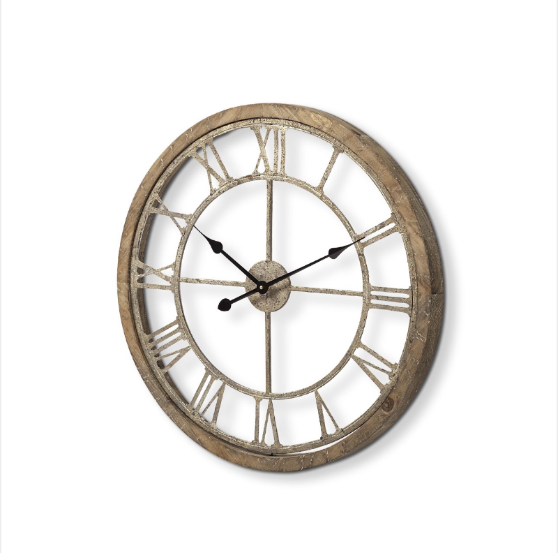 lot 5112095 image: Mercana Mething Light Brown 25 Medium Farmhouse Wall Clock 63080 - Retail $279