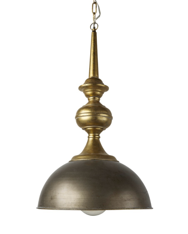 lot 5112070 image: Capsa 17x29 Antique Gold and Silver Toned Metal Dome Pendant Light 65267 17.0L x 17.0W x 29.0H - Retail $399