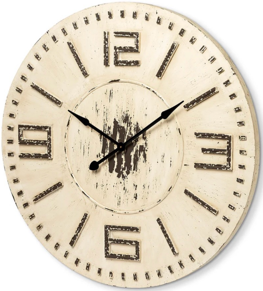 lot 5112017 image: Devonshire 42L x 42H Round Oversized Farmhouse Wall Clock - Retail $559