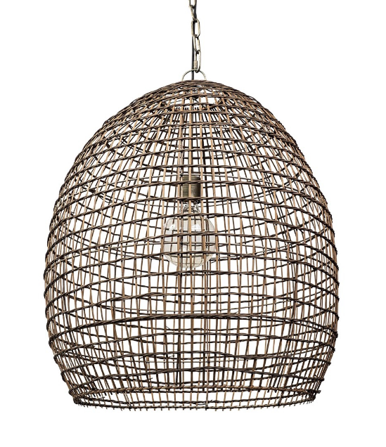 lot 5112059 image: Mercana Aruba 24X70.1 Medium Brown Woven Straw Orb Pendant Light 68996 (See pictures and description) - Retail $1,137