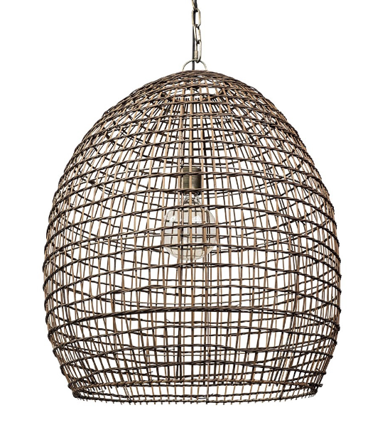 lot 5112060 image: Mercana Aruba 24X70.1 Medium Brown Woven Straw Orb Pendant Light 68996 (See pictures) - Retail $1,137