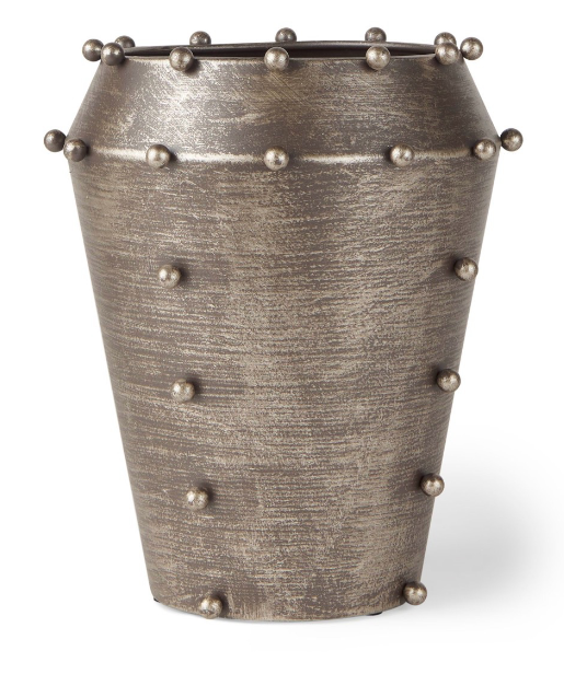 lot 5112057 image: Mercana Elio 9.1H Small Champagne Metal wStuds Vase 69685 - Retail $49