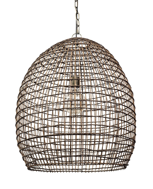 lot 5112058 image: Mercana Aruba 24X70.1 Medium Brown Woven Straw Orb Pendant Light 68996 - Retail $1,137