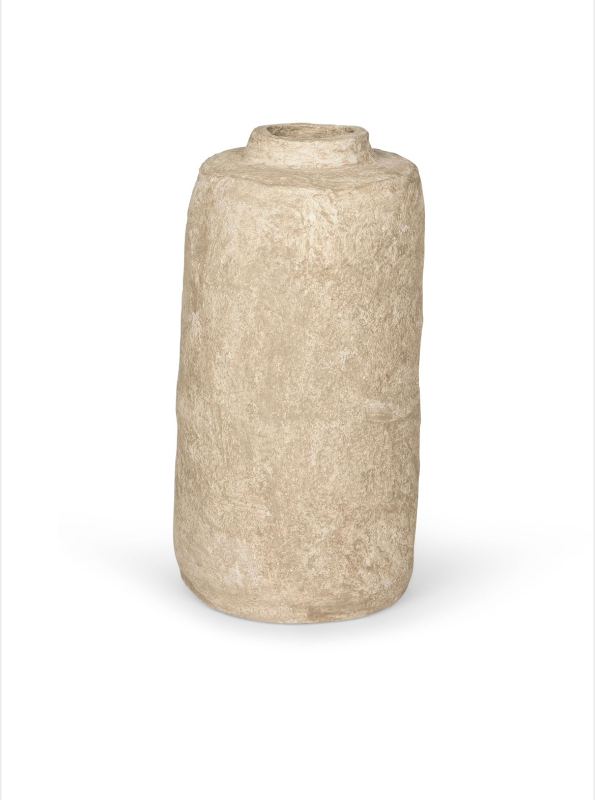 lot 5112040 image: Mercana Rama Small Beige Paper Mache Floor Vase 70200 29 H x 14 W x 14 D - Retail $250