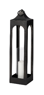lot 5112038 image: Mercana Ina Tall Charcoal Metal Candle Holder Lantern 68990 33.86 H x 9.45 W x 9.45 D (See Pictures & Description) - Retail $299