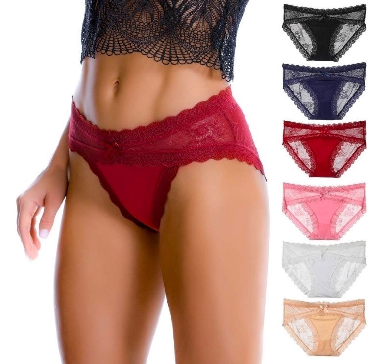 lot 5113107 image: LEVAO Sexy Lace Underwear Women Panties Lace Hipster Panties Seamless Bikini Breathable 6 Pack Size XL - Retail $19
