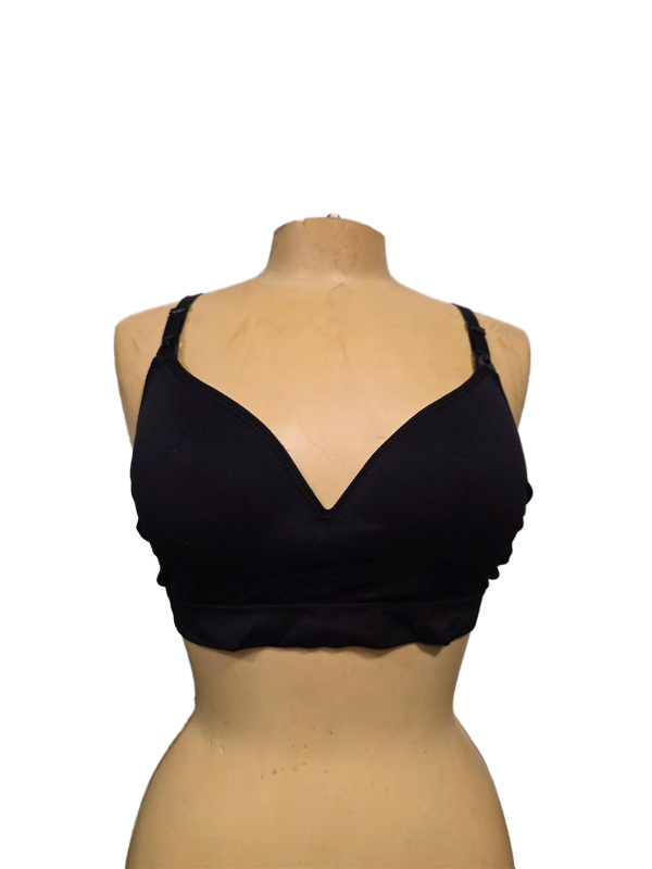 lot 5113108 image: Sanmadrola Maternity Nursing Wire-Free Bra Breastfeeding Bralette, Black, L - Retail $11