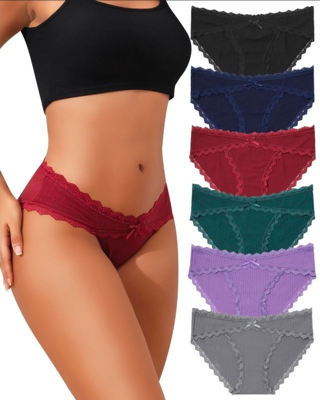 lot 5113113 image: LEVAO Womens Cotton Underwear Sexy Bikini Panties Cheeky Hipster Breathable Panties 6 Pack Size XL - Retail $19