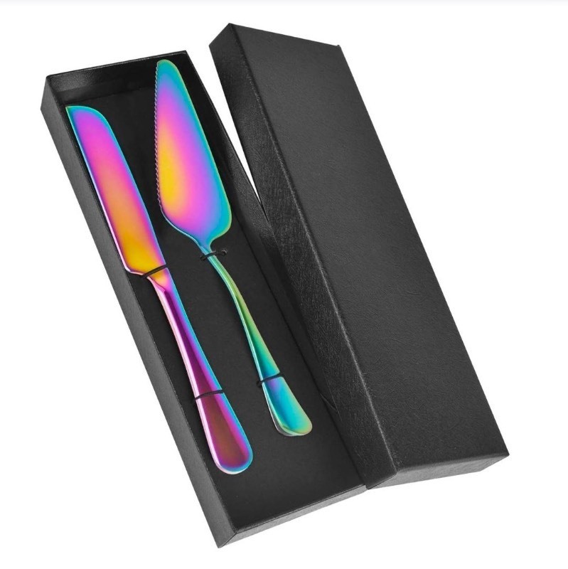 lot 5113037 image: thovorrnl Stainless Steel Wedding Cake Knife and Server Set, 2 Piece Cake Cutter & Pie Server for Weddings, Easter, Birthdays & Parties - Retail $8