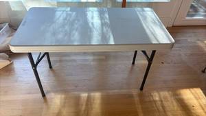 lot 12 image: Mulit-Purpose utility table with folding legs RETAIL $75