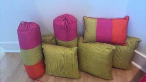 lot 18 image: Lot of Jewel Toned Throw Pillows (7) RETAIL $50