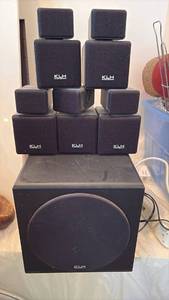 lot 27 image: KLH Home Theater Surround Sound Speaker System with Subwoofer - Retail $150