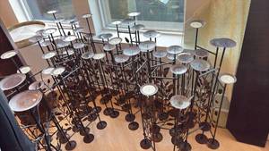 lot 37 image: Metal Candle Holder Forest with Leaf Design Stand Collection - Retail $225