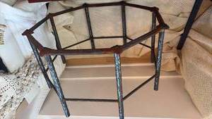 lot 41 image: HEAVY Iron-Base Octagonal Coffee Table w Glass Top RETAIL $300