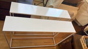 lot 43 image: White Metal Frame Console Tables Set of 2 - Retail $150
