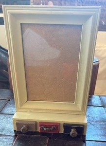 lot 50 image: Wooden Picture Frame with Storage Drawers - Retail $25