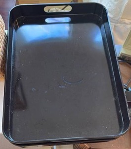 lot 57 image: Black  Rectangular Serving Tray with Handles - Retail $15