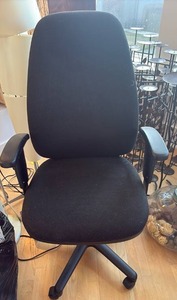 lot 58 image: Black Fabric Office Chair with Adjustable Arms - Retail $75