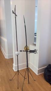 lot 59357 image: ANTIQUE Lightning Rods w RARE INTACT glass balls (2)