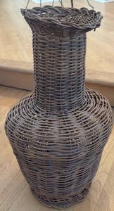 lot 59361 image: Woven Wicker Floor Vase with Flared Opening - Retail $25