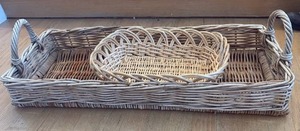 lot 59363 image: Wicker Storage Basket with Handles and Inner Basket - Retail $25