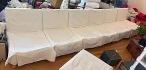 lot 59367 image: MITCHELL GOLD DESIGNLINE SECTIONAL SOFA Modular 6-Piece w OTTOMAN 14FT- Retail $800